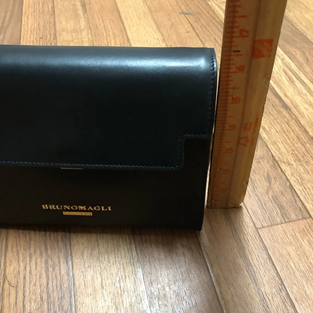 BRUNO MAGLI Black Leather Flap Leather Crossbody Bag Made in Italy